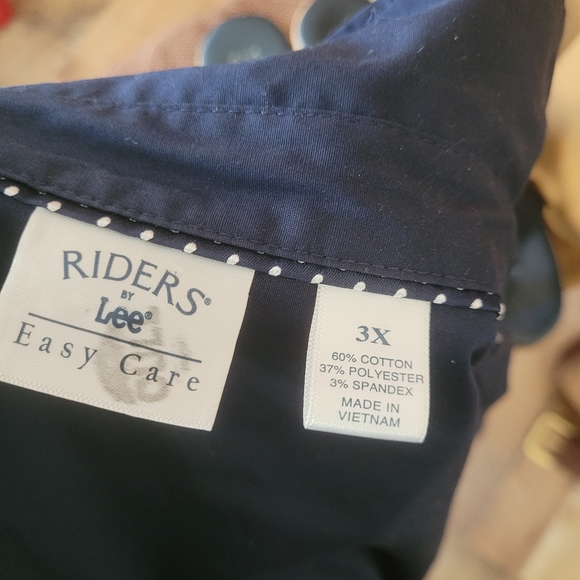 Riders Lee Navy blue button down shirt! 3x - Picture 6 of 7